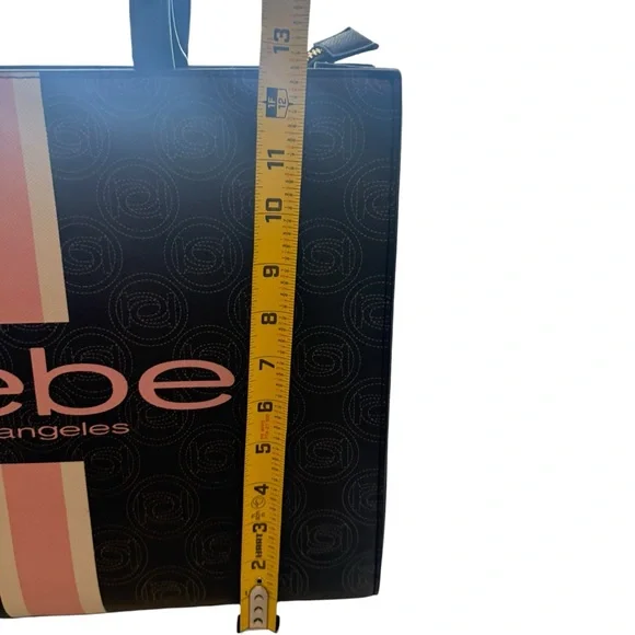 Bebe Los Angeles Monogram Logo Large Women’s Tote Bag with Matching Makeup Bag - Picture 7 of 15